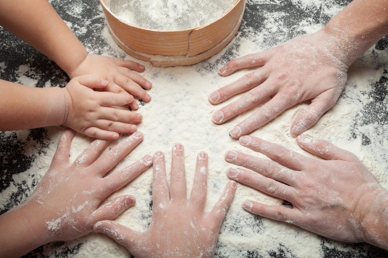 hands in flour